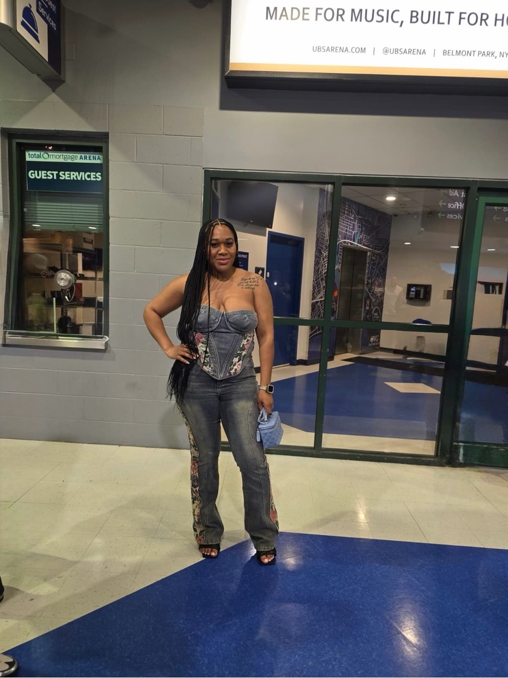 Fashion Nova Dark Blue Flare Jeans with Floral Side Panels